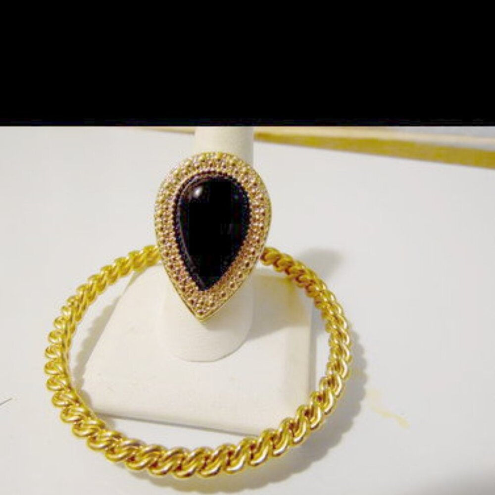 Samantha Willis Goldtone Bohemian Bardot Ring and Bangle Bracelet